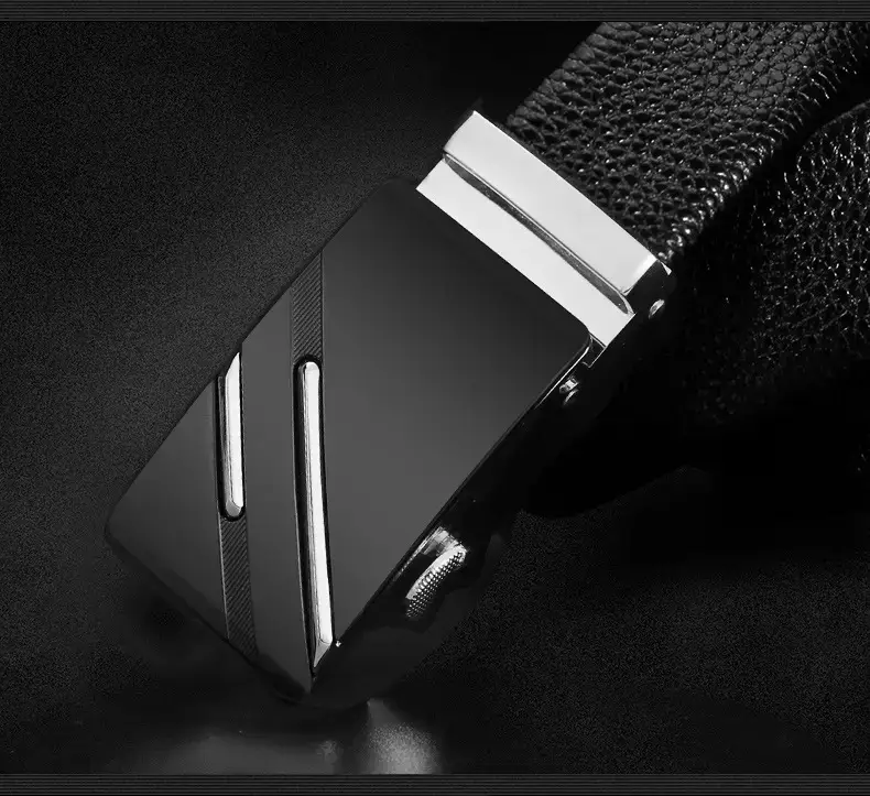 Men's Black Leather Belt with Gold Buckle β feature 16