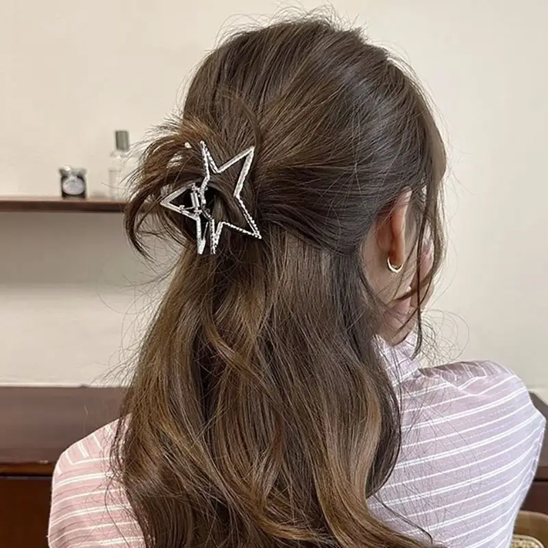 Retro Alloy Star Hairpin Clip Silver High Quality - Image 11