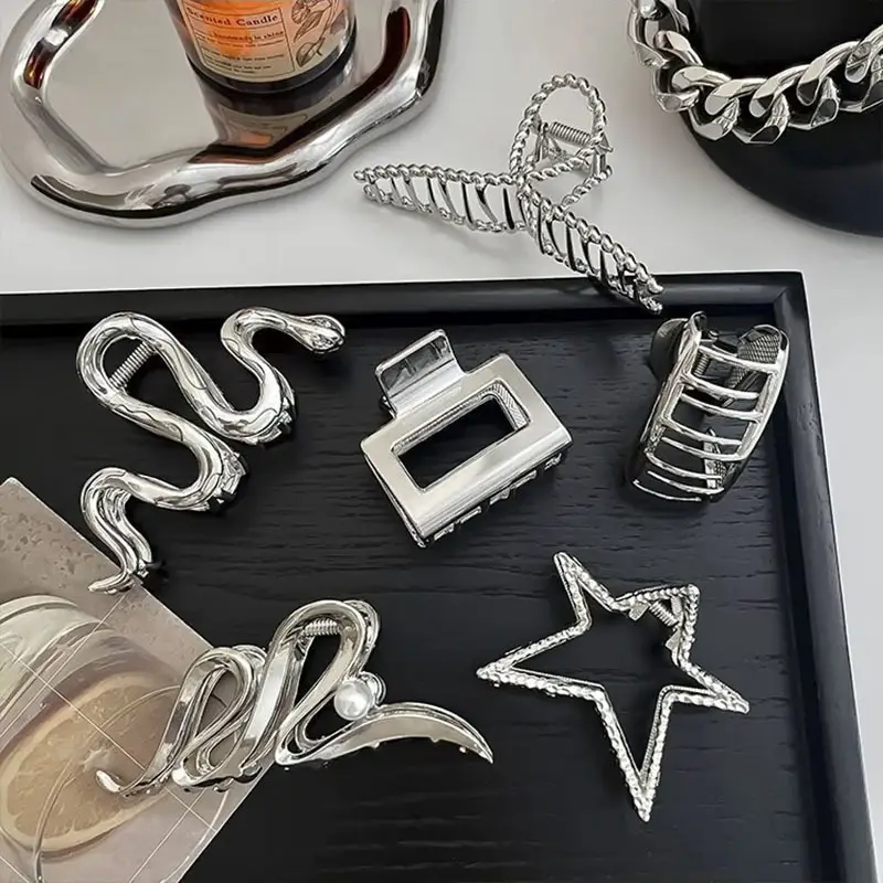 Retro Alloy Star Hairpin Clip Silver High Quality - Image 12