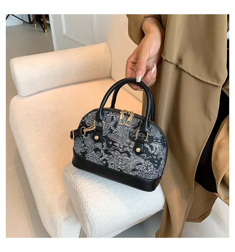 Pink Embroidered Shell Shoulder Bag for Women — feature 20