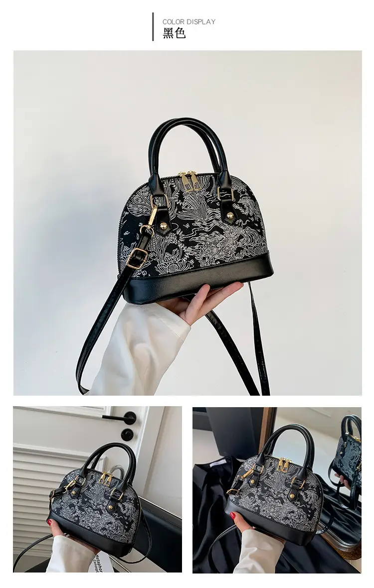 Pink Embroidered Shell Shoulder Bag for Women — feature 22
