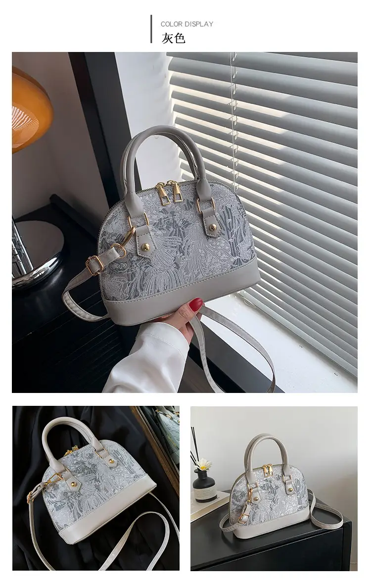 Pink Embroidered Shell Shoulder Bag for Women — feature 23