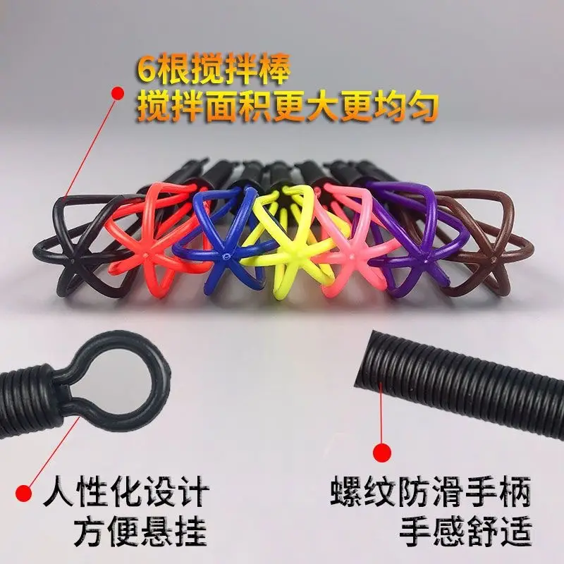 Multi-color eggbeater hair dyeing cream mixing stick — feature 4
