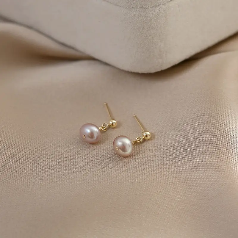 Natural Pearl Earrings Gold Hanging Beads for Women - Image 6