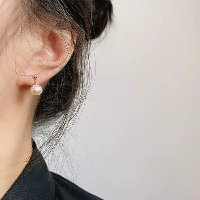 Natural Pearl Earrings Gold Hanging Beads for Women - Image 7
