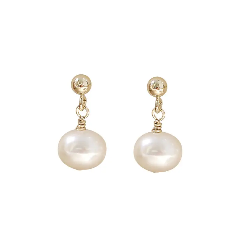 Natural Pearl Earrings Gold Hanging Beads for Women - Image 8