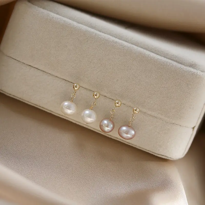 Natural Pearl Earrings Gold Hanging Beads for Women — feature 11