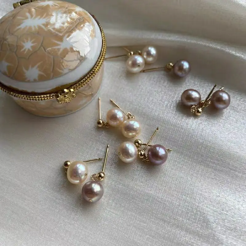 Natural Pearl Earrings Gold Hanging Beads for Women — feature 8