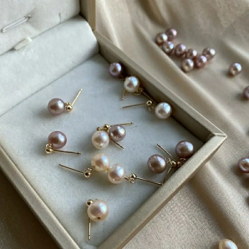 Natural Pearl Earrings Gold Hanging Beads for Women — feature 9