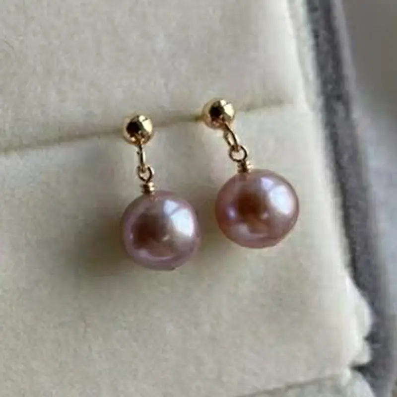 Natural Pearl Earrings Gold Hanging Beads for Women - Image 2
