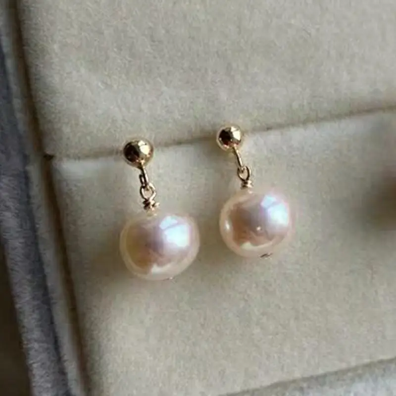 Natural Pearl Earrings Gold Hanging Beads for Women - Image 3