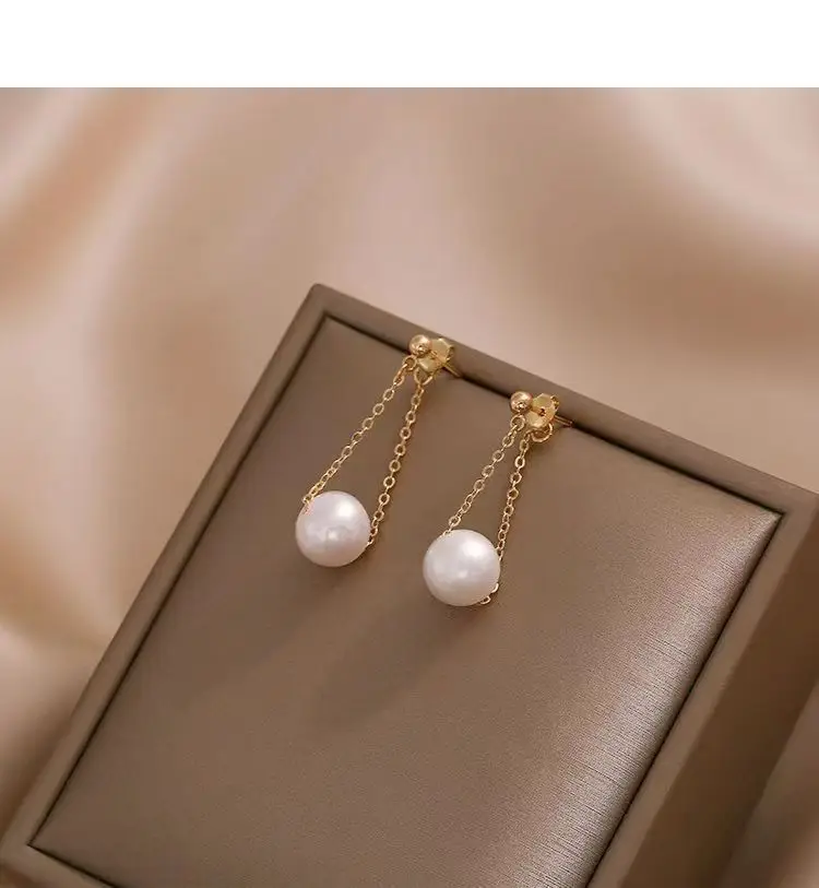Natural Freshwater Pearl Earrings 925 Silver Chain — feature 10