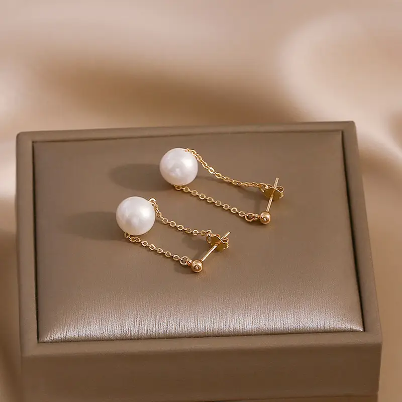 Natural Freshwater Pearl Earrings 925 Silver Chain — feature 6