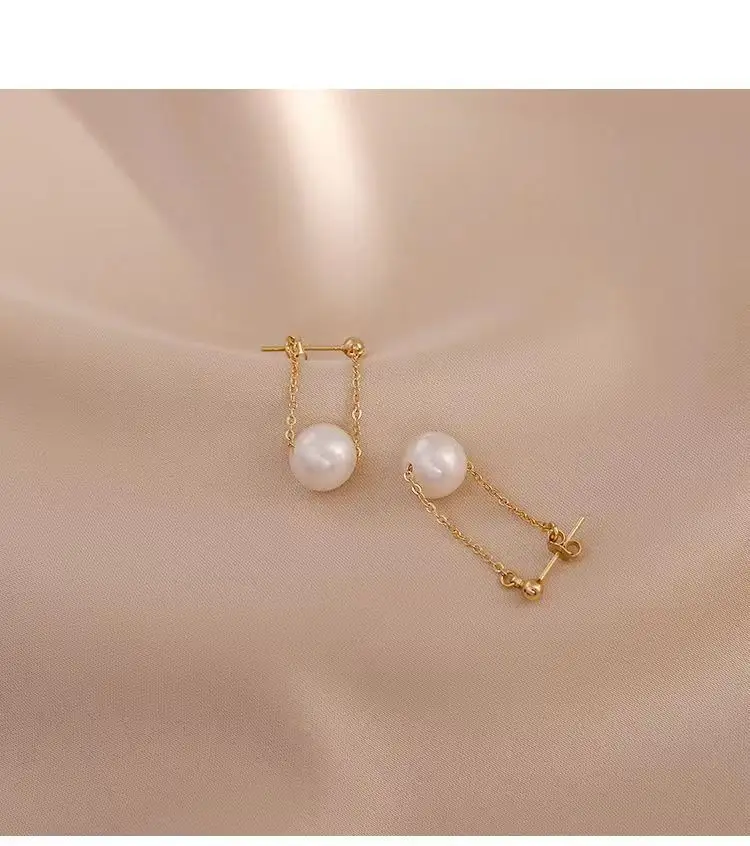 Natural Freshwater Pearl Earrings 925 Silver Chain — feature 7