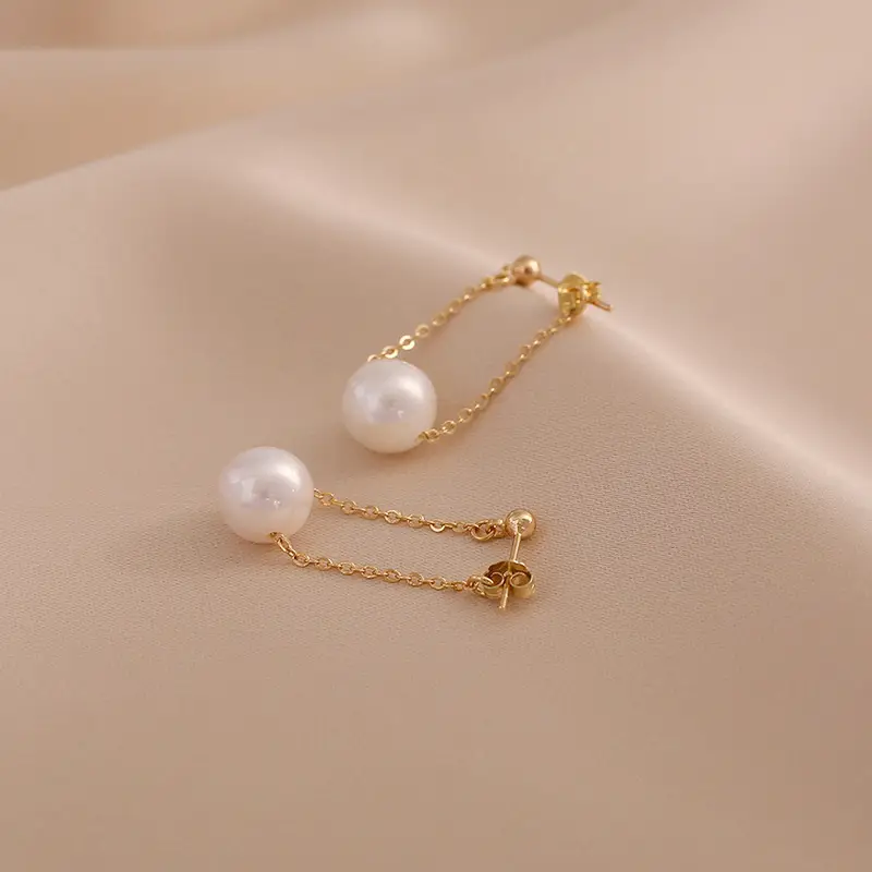 Natural Freshwater Pearl Earrings 925 Silver Chain — feature 8