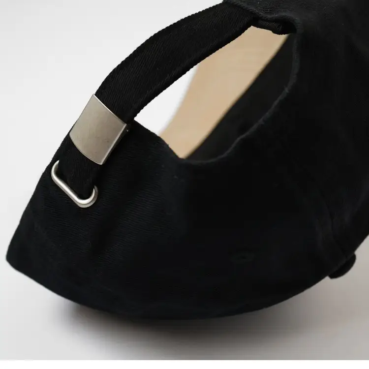 Black Korean Style Peaked Cap with Silver Buckle - Image 10