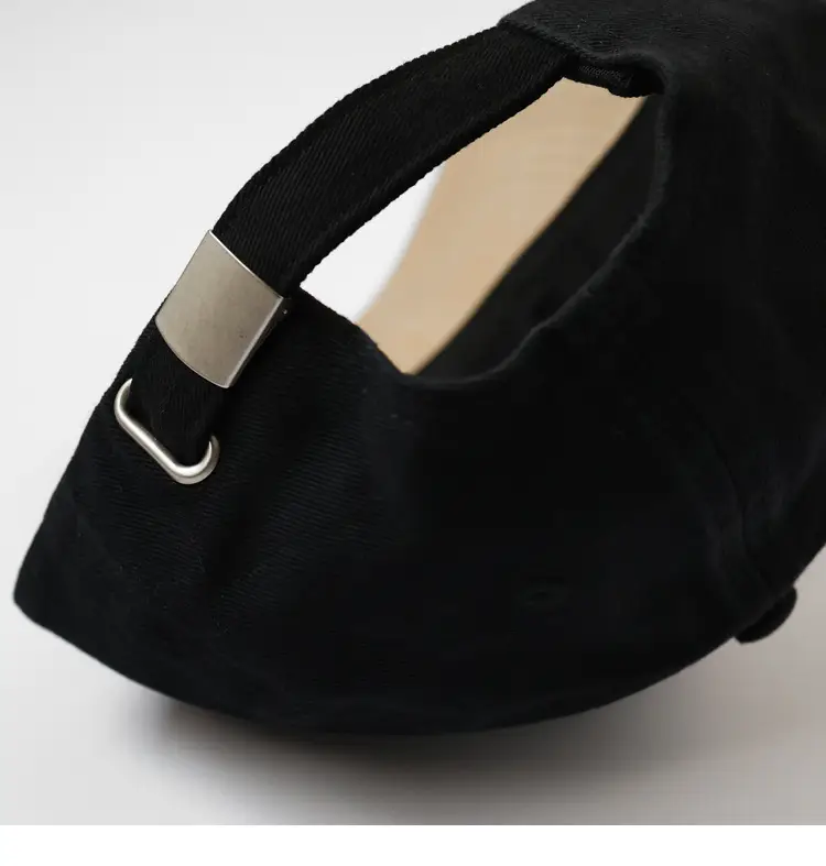 Black Korean Style Peaked Cap with Silver Buckle — feature 12