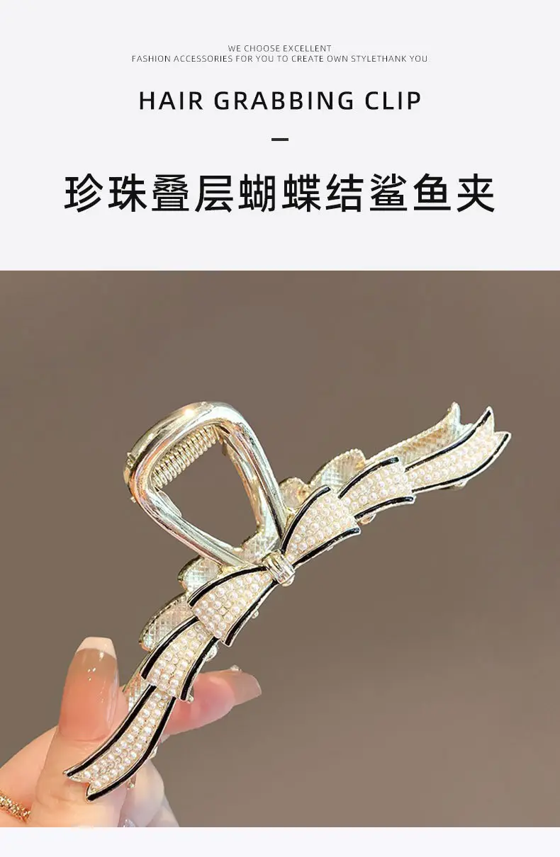 Korean Style Shark Clip Hairpin with Rhinestone Design — feature 2