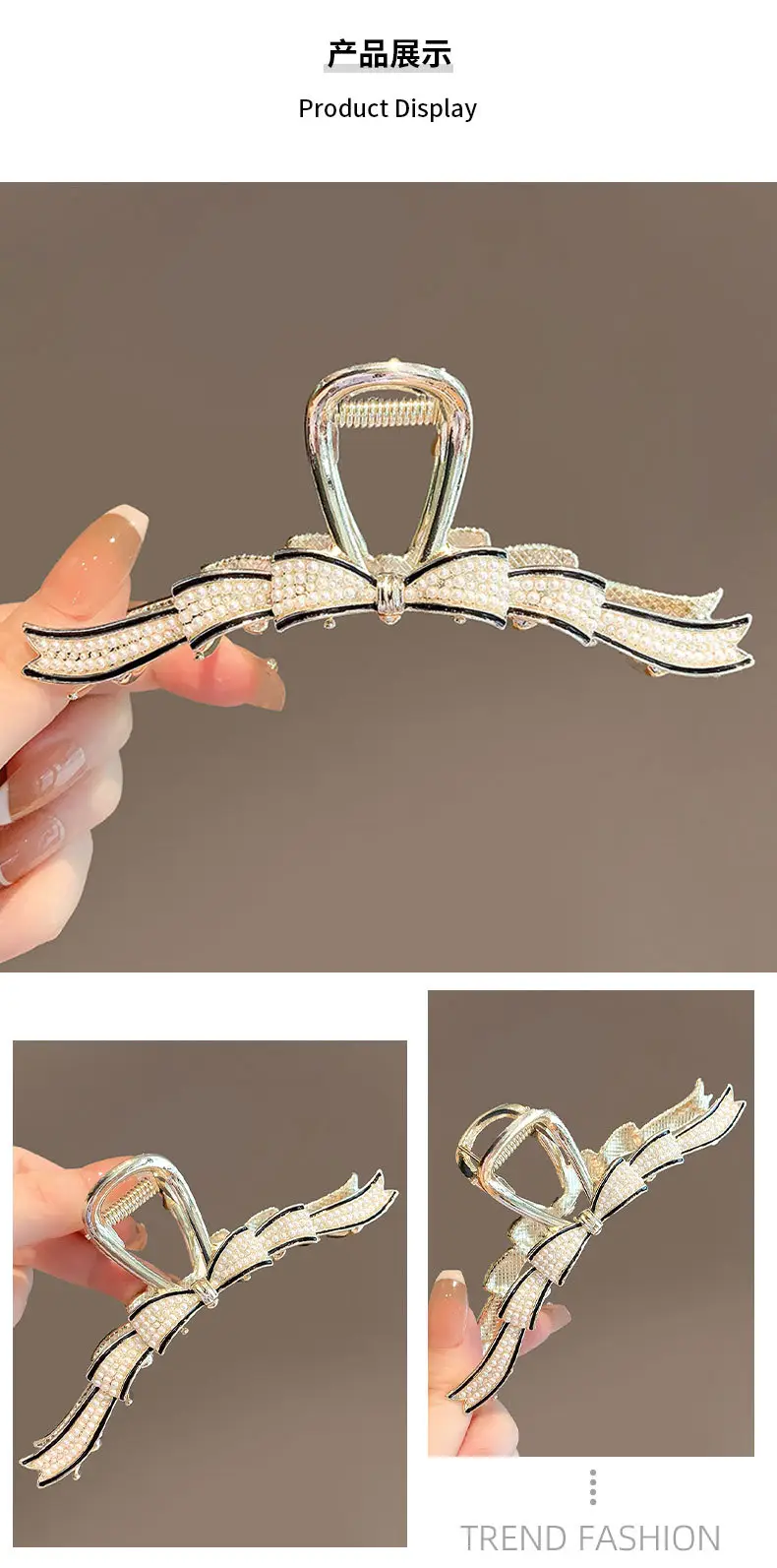 Korean Style Shark Clip Hairpin with Rhinestone Design — feature 6