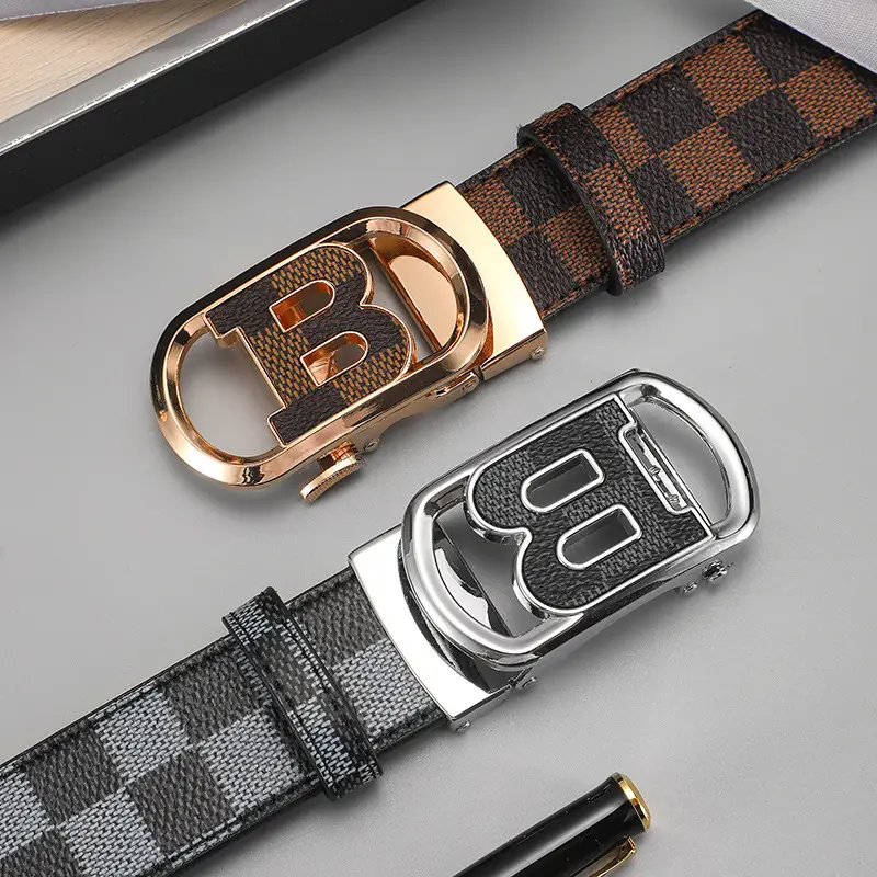 Gold Plated Letter Plaid Men's Belt Business Casual All-match - Image 13