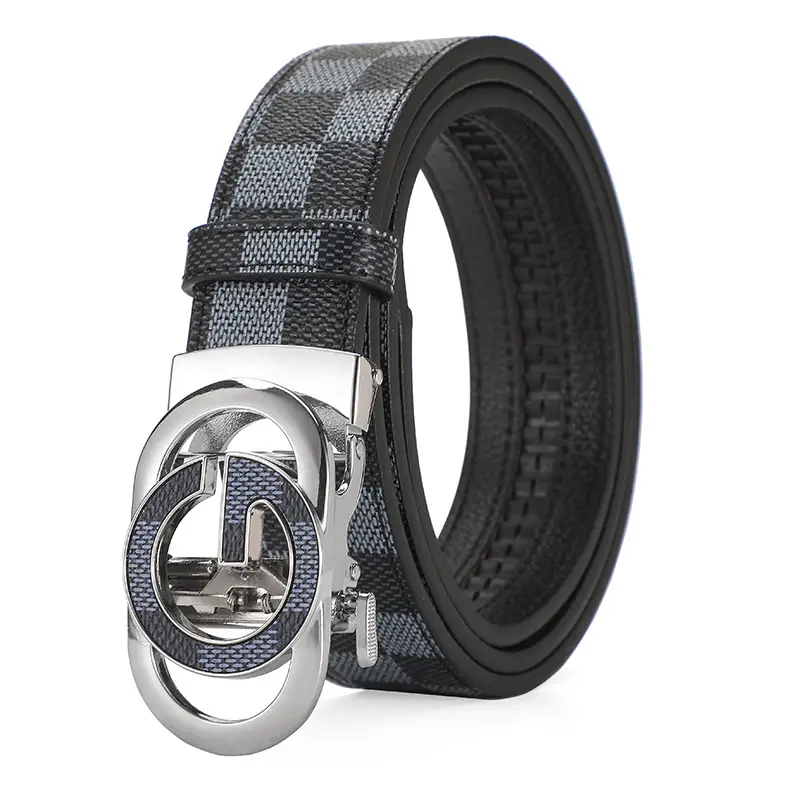 Gold Plated Letter Plaid Men's Belt Business Casual All-match - Image 2