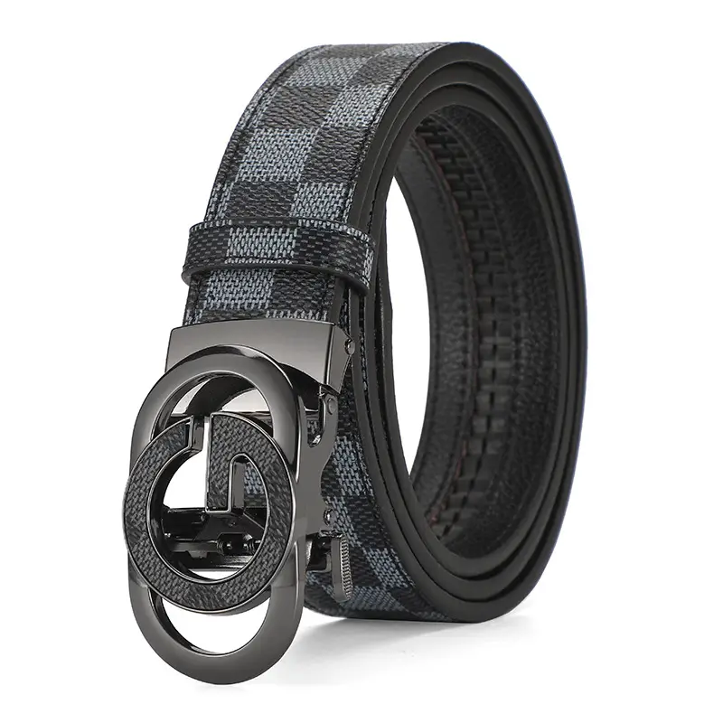Gold Plated Letter Plaid Men's Belt Business Casual All-match - Image 3