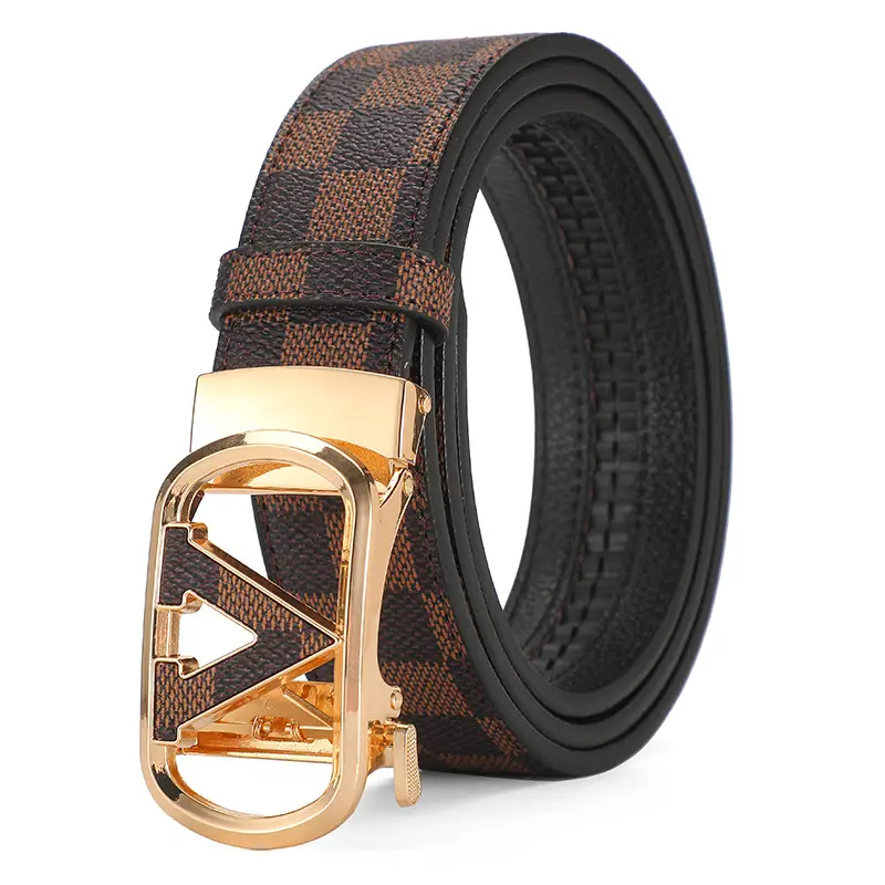 Gold Plated Letter Plaid Men's Belt Business Casual All-match - Image 4