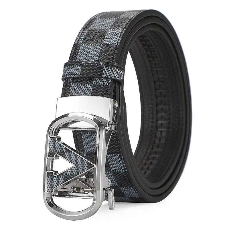 Gold Plated Letter Plaid Men's Belt Business Casual All-match - Image 5