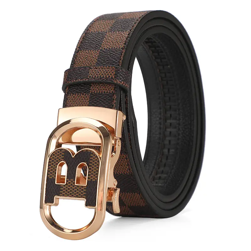 Gold Plated Letter Plaid Men's Belt Business Casual All-match - Image 7