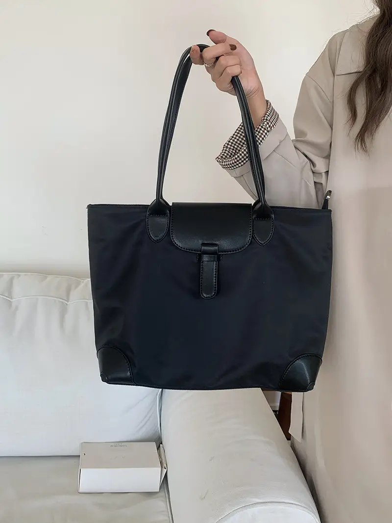 Women Large Capacity Brown Nylon Shoulder Bag - Image 3