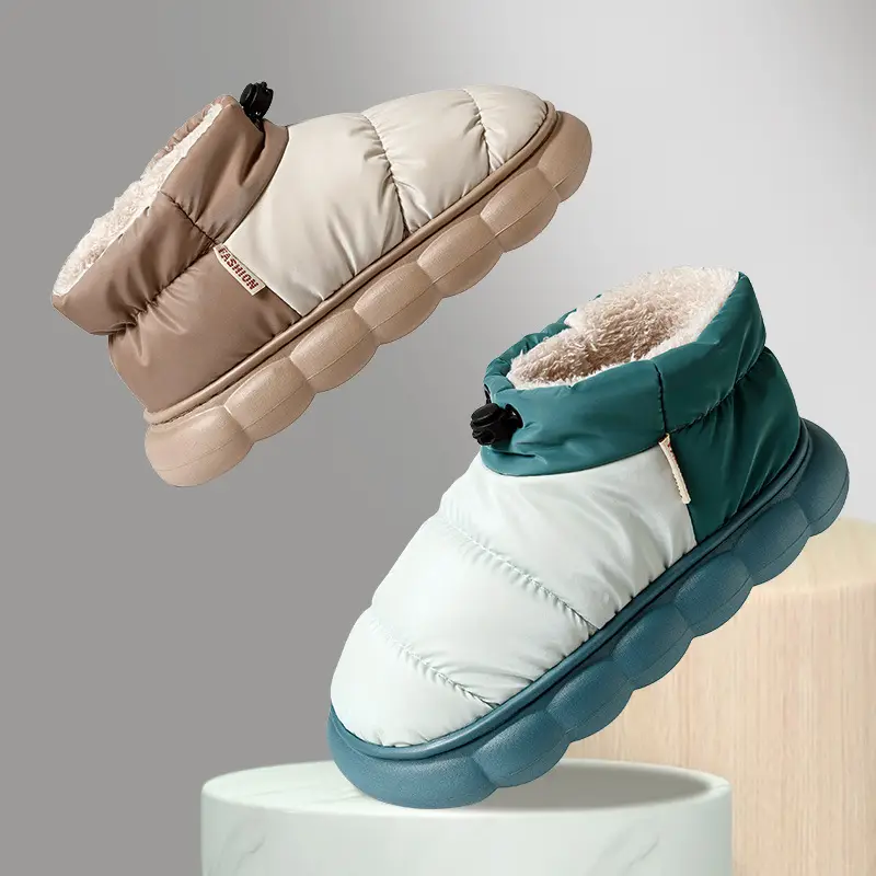Autumn and Winter Couple's Waterproof Thick Soft Bottom Cotton Slippers Women's Bag Heel Moon Shoes Warm Indoor Home and Wearing for Men