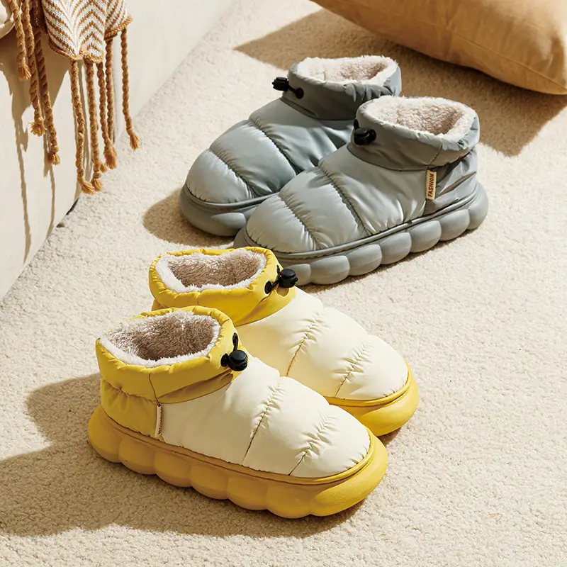Autumn and Winter Couple's Waterproof Thick Soft Bottom Cotton Slippers Women's Bag Heel Moon Shoes Warm Indoor Home and Wearing for Men