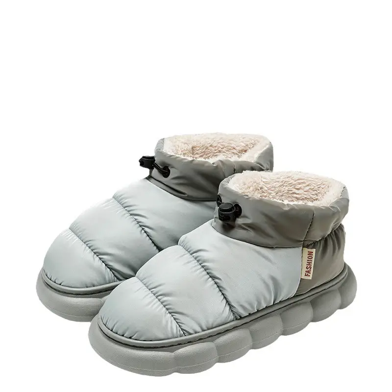 Autumn and Winter Couple's Waterproof Thick Soft Bottom Cotton Slippers Women's Bag Heel Moon Shoes Warm Indoor Home and Wearing for Men