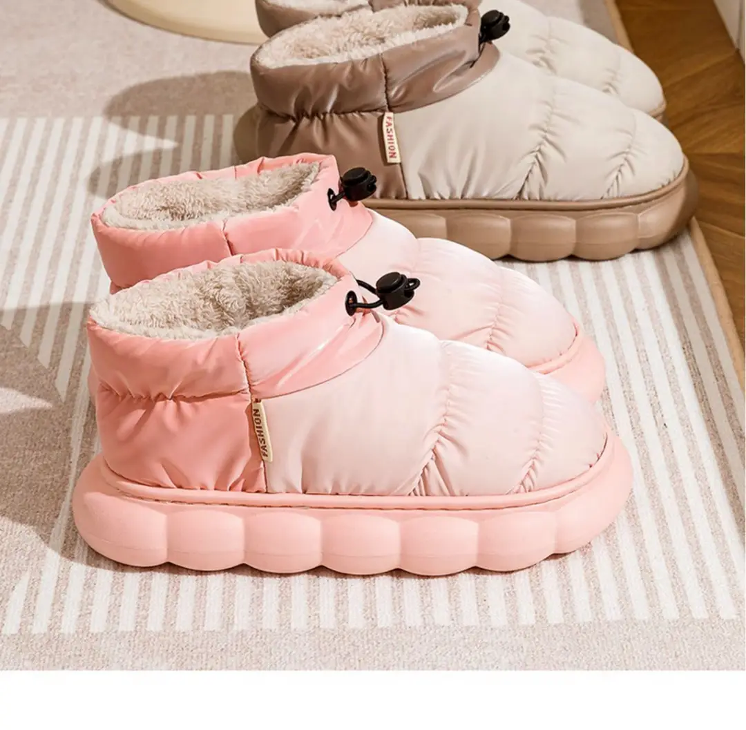 Autumn and Winter Couple's Waterproof Thick Soft Bottom Cotton Slippers Women's Bag Heel Moon Shoes Warm Indoor Home and Wearing for Men — feature 18