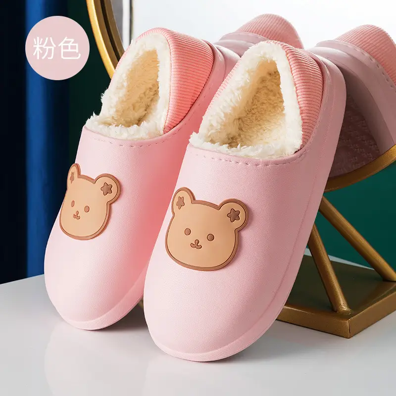 Autumn and Winter Couple's Waterproof Thick Soft Bottom Cotton Slippers Women's Bag Heel Moon Shoes Warm Indoor Home and Wearing for Men