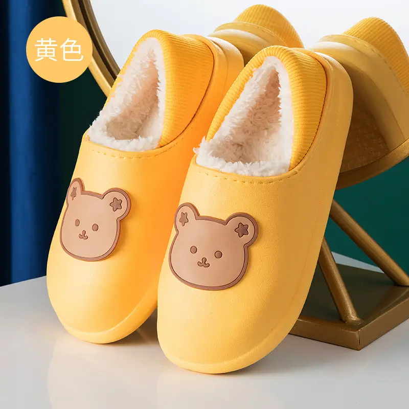 Autumn and Winter Couple's Waterproof Thick Soft Bottom Cotton Slippers Women's Bag Heel Moon Shoes Warm Indoor Home and Wearing for Men
