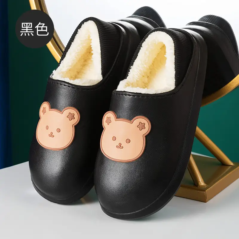 Autumn and Winter Couple's Waterproof Thick Soft Bottom Cotton Slippers Women's Bag Heel Moon Shoes Warm Indoor Home and Wearing for Men