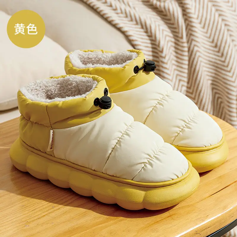 Autumn and Winter Couple's Waterproof Thick Soft Bottom Cotton Slippers Women's Bag Heel Moon Shoes Warm Indoor Home and Wearing for Men