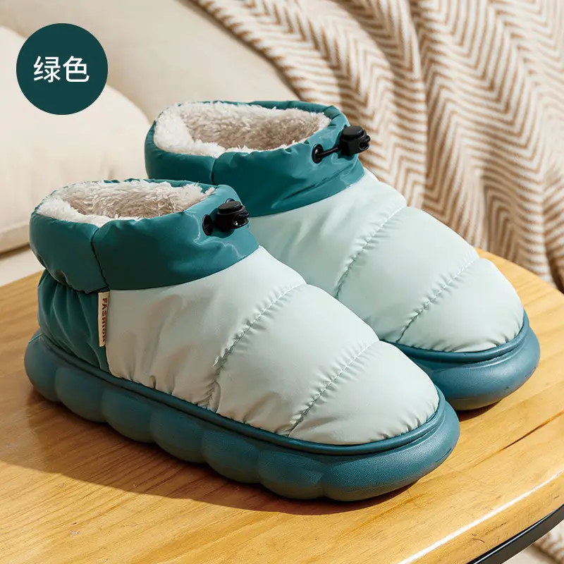 Autumn and Winter Couple's Waterproof Thick Soft Bottom Cotton Slippers Women's Bag Heel Moon Shoes Warm Indoor Home and Wearing for Men