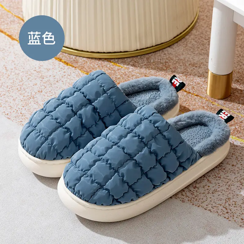 Autumn and Winter Couple's Waterproof Thick Soft Bottom Cotton Slippers Women's Bag Heel Moon Shoes Warm Indoor Home and Wearing for Men