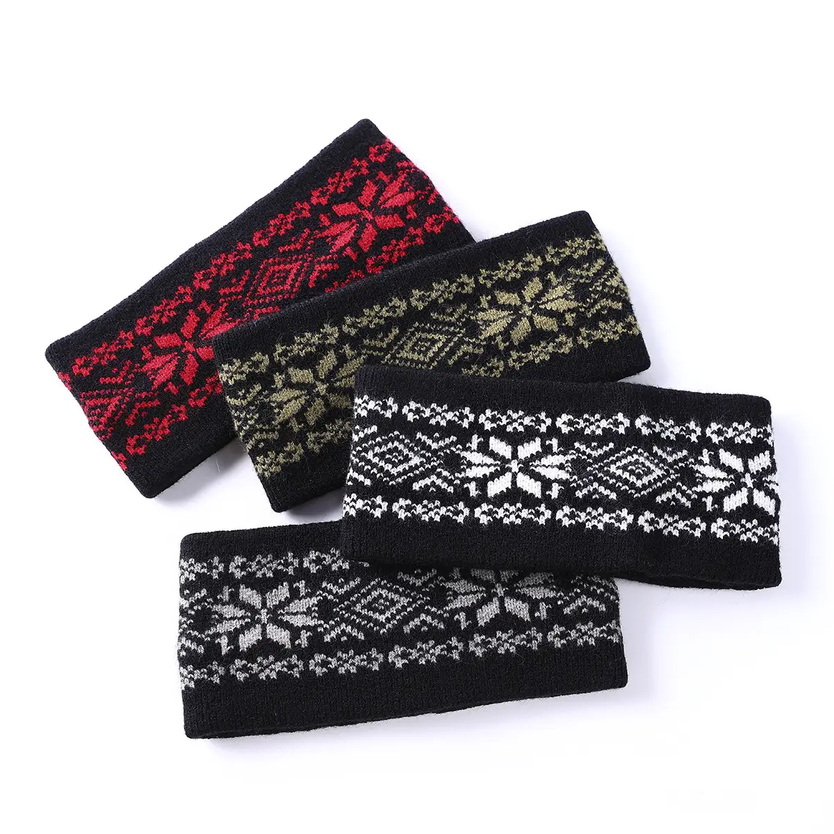 Autumn Knitted Headband Geometric Pattern Brown