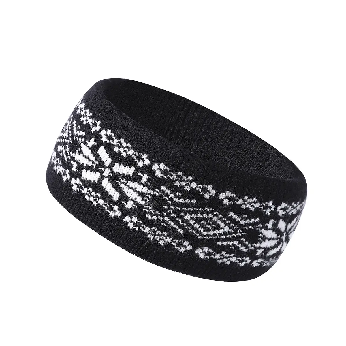 Autumn Knitted Headband Geometric Pattern Brown — feature 10
