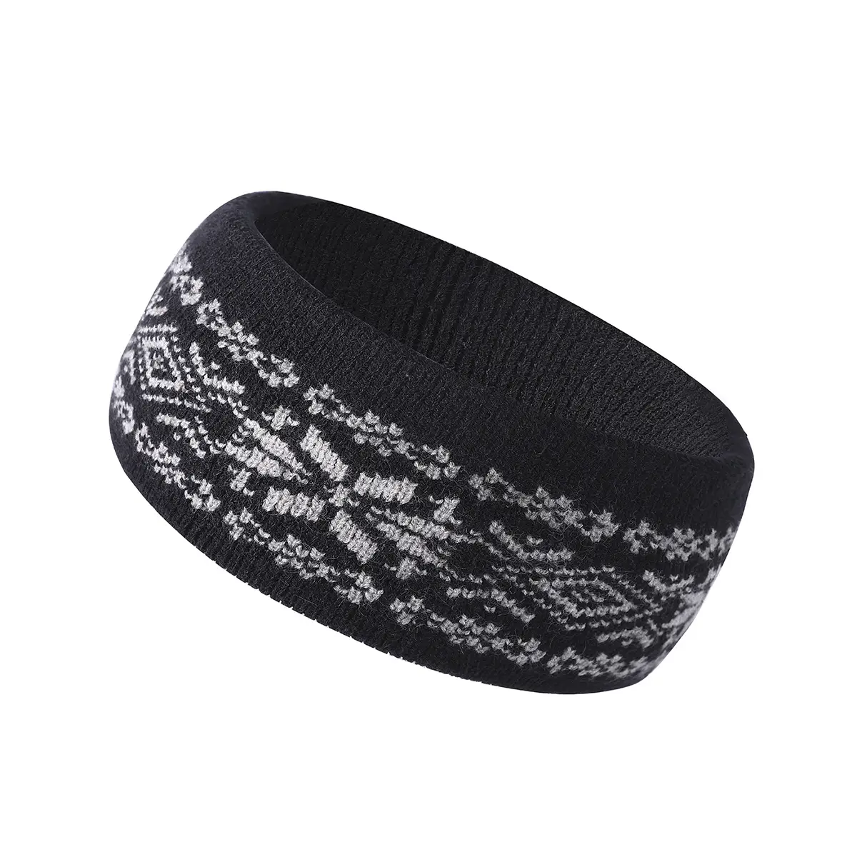 Autumn Knitted Headband Geometric Pattern Brown — feature 13