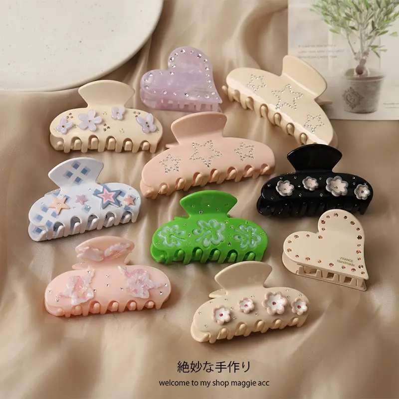 2025 New Acetic Acid Patch Clip Flower Five-pointed Star Hairpin Women's Head Hair Shark Clip Hair Accessories Hairpin - Image 6