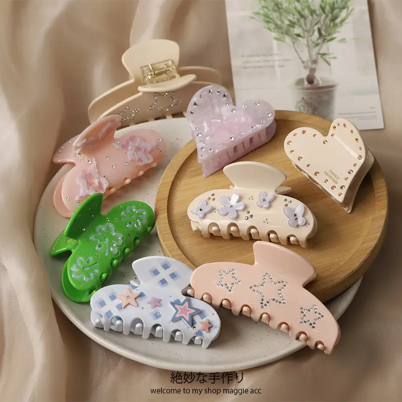 2025 New Acetic Acid Patch Clip Flower Five-pointed Star Hairpin Women's Head Hair Shark Clip Hair Accessories Hairpin — feature 18