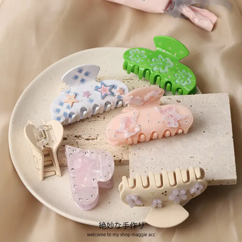 2025 New Acetic Acid Patch Clip Flower Five-pointed Star Hairpin Women's Head Hair Shark Clip Hair Accessories Hairpin — feature 19