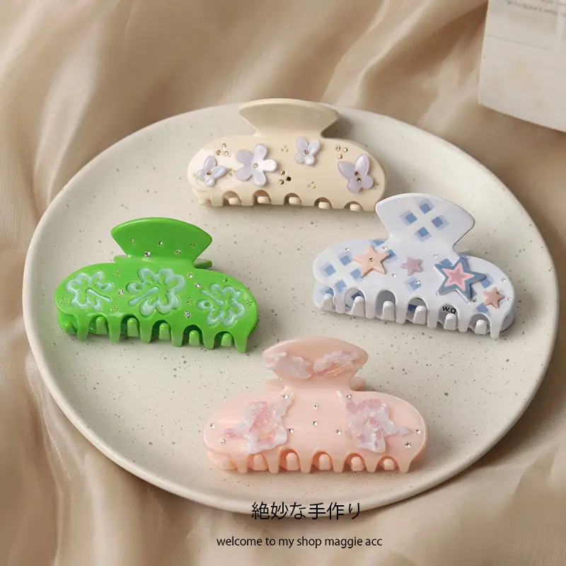 2025 New Acetic Acid Patch Clip Flower Five-pointed Star Hairpin Women's Head Hair Shark Clip Hair Accessories Hairpin — feature 21