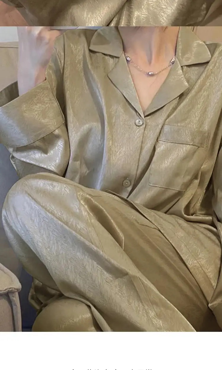 Ice Silk Pajamas for Women Spring & Fall Long-Sleeved Cute New Thin Silk Summer Ladies Ins Style Suit Home Clothes — feature 13
