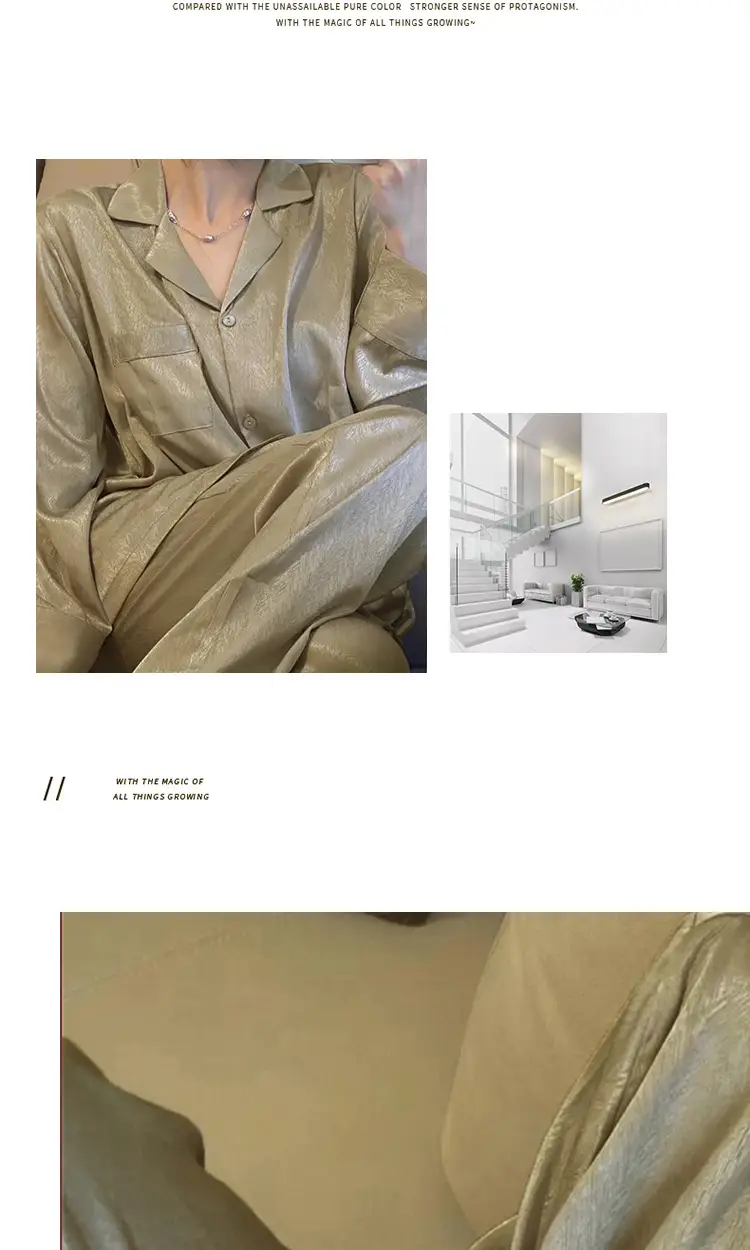Ice Silk Pajamas for Women Spring & Fall Long-Sleeved Cute New Thin Silk Summer Ladies Ins Style Suit Home Clothes — feature 15