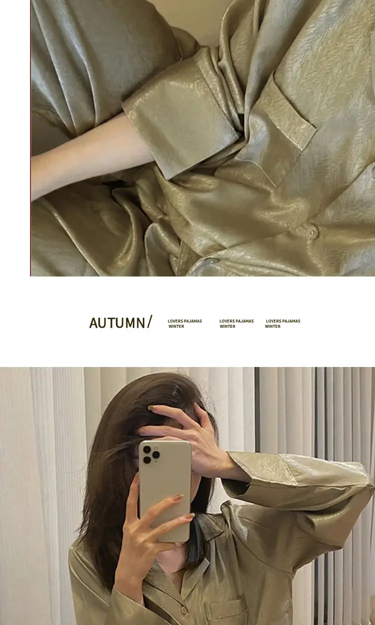 Ice Silk Pajamas for Women Spring & Fall Long-Sleeved Cute New Thin Silk Summer Ladies Ins Style Suit Home Clothes — feature 16